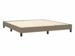 Clicnbuy Cama box spring colchón y luces LED tela gris taupe 180x200 cm Clearance