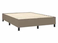 Clicnbuy Somier Tapizado|Cama box spring colchón y luces LED tela gris taupe 140x200 cm