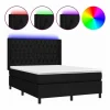 Cama box spring colchón y luces LED tela negro 140x190 cm^Clicnbuy Online