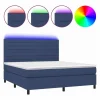Cama box spring colchón y luces LED tela azul 180x200 cm^Clicnbuy Clearance
