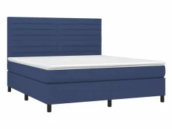 Cama box spring colchón y luces LED tela azul 180x200 cm^Clicnbuy Clearance