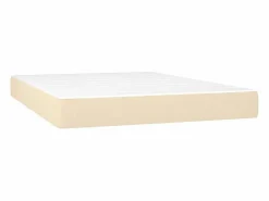 Clicnbuy Cama box spring colchón y luces LED tela crema 140x190 cm Sale