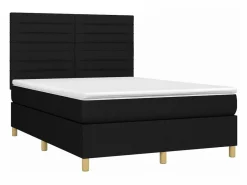 Clicnbuy Cama box spring colchón y luces LED tela negro 140x190 cm Clearance