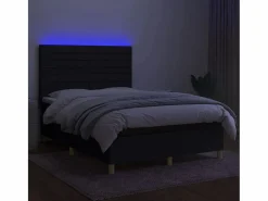 Clicnbuy Cama box spring colchón y luces LED tela negro 140x190 cm Clearance