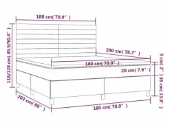 Cama box spring colchón y luces LED tela azul 180x200 cm^Clicnbuy Discount
