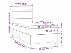 Clicnbuy Cama box spring colchón y luces LED tela azul 90x190 cm