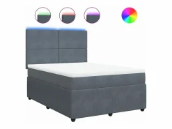 Clicnbuy Cama box spring con colchón terciopelo oscuro 140x190 cm Gris Online