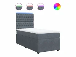 Clicnbuy Cama box spring con colchón terciopelo oscuro 90x190 cm Gris