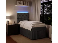 Clicnbuy Cama box spring con colchón terciopelo oscuro 90x190 cm Gris