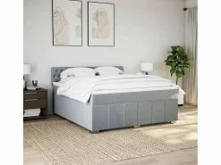 Clicnbuy Base De Cama De Láminas|Somier - 180X200Cm|Cama box spring con colchón tela claro 180x200 cm