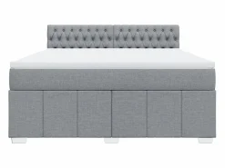 Clicnbuy Base De Cama De Láminas|Somier - 180X200Cm|Cama box spring con colchón tela claro 180x200 cm