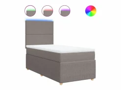 Clicnbuy Cama box spring con colchón tela gris taupe 90x190 cm Topo Clearance