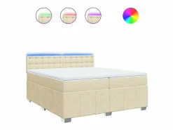 Clicnbuy Cama box spring con colchón tela color 200x200 cm Crema Sale