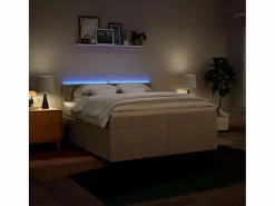 Clicnbuy Cama box spring con colchón tela color 200x200 cm Crema Sale