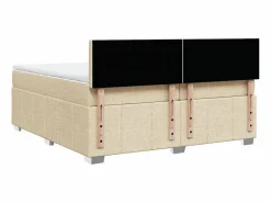 Clicnbuy Cama box spring con colchón tela color 200x200 cm Crema Sale