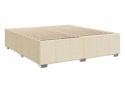 Clicnbuy Cama box spring con colchón tela color 200x200 cm Crema Sale