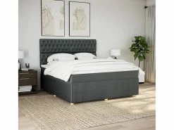 Clicnbuy Base De Cama De Láminas|Somier - 180X200Cm|Cama box spring con colchón tela oscuro 180x200 cm