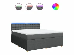 Cama box spring con colchón tela oscuro 180x200 cm^Clicnbuy Sale