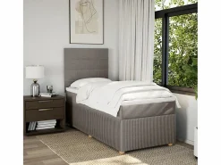 Clicnbuy Somier - 90X190Cm|Cama box spring con colchón tela gris taupe 90x190 cm