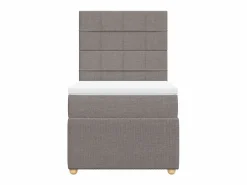 Clicnbuy Somier - 90X190Cm|Cama box spring con colchón tela gris taupe 90x190 cm
