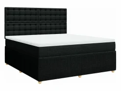 Clicnbuy Cama box spring con colchón tela 180x200 cm Negro Discount
