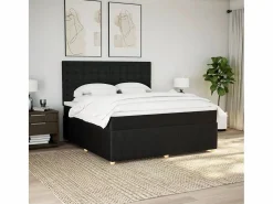 Clicnbuy Cama box spring con colchón tela 180x200 cm Negro Discount