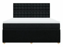 Clicnbuy Cama box spring con colchón tela 180x200 cm Negro Discount