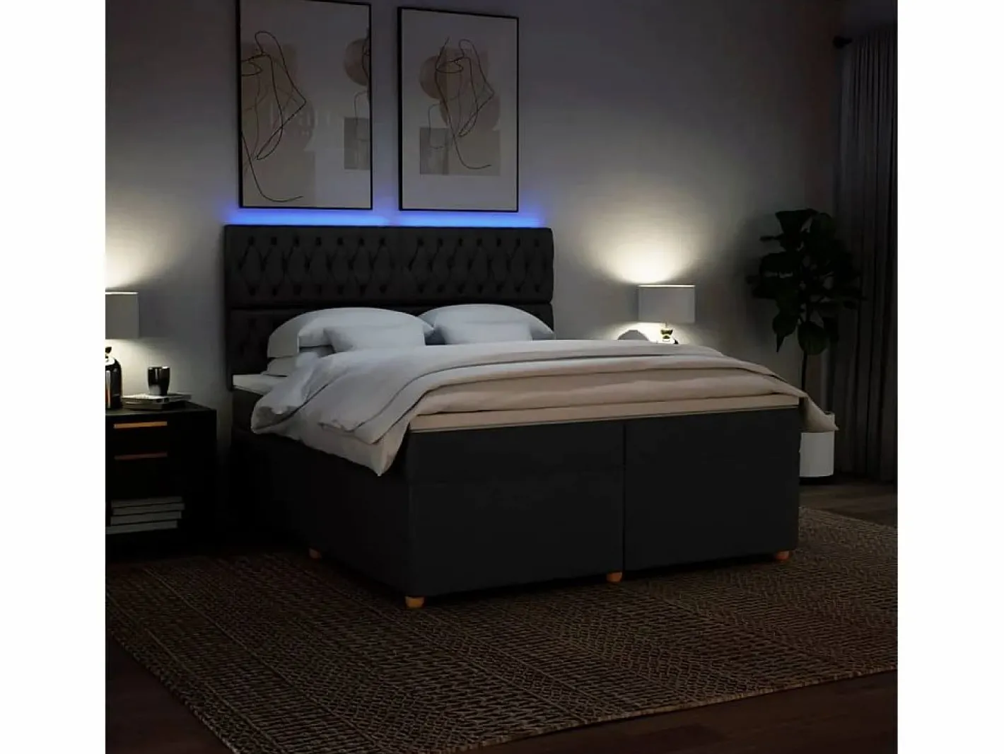 Cama box spring con colchón tela 200x200 cm^Clicnbuy Best