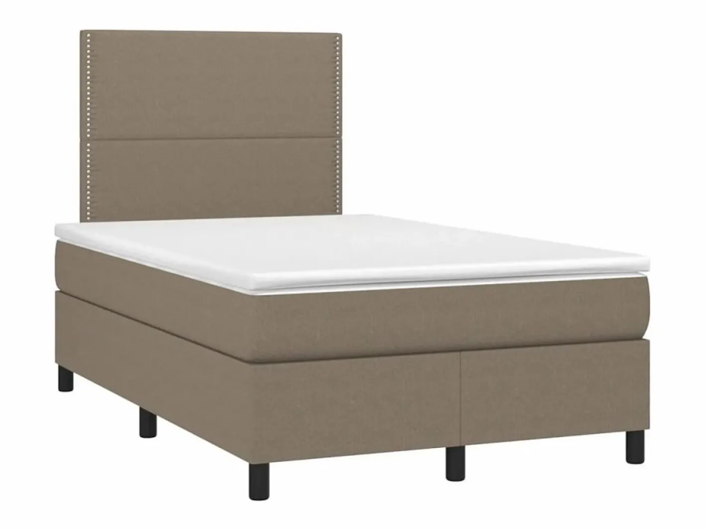 Clicnbuy Somier Tapizado|Cama box spring con colchón tela gris taupe 120x190 cm