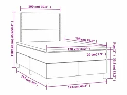 Clicnbuy Somier Tapizado|Cama box spring con colchón tela gris taupe 120x190 cm