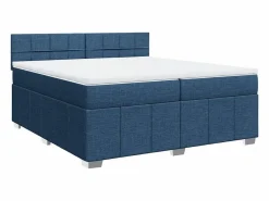 Clicnbuy Cama box spring con colchón tela 200x200 cm Azul Best