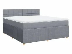 Clicnbuy Cama box spring con colchón tela claro 180x200 cm Gris