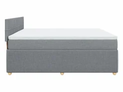 Clicnbuy Cama box spring con colchón tela claro 180x200 cm Gris