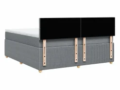 Clicnbuy Cama box spring con colchón tela claro 180x200 cm Gris