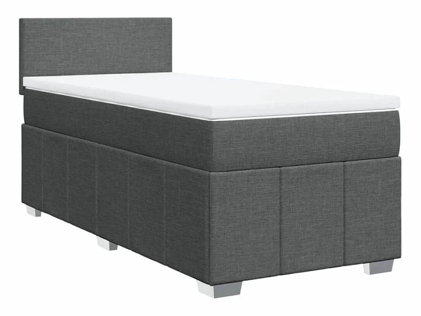 Cama box spring con colchón tela oscuro 90x190 cm^Clicnbuy Discount