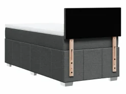 Cama box spring con colchón tela oscuro 90x190 cm^Clicnbuy Discount