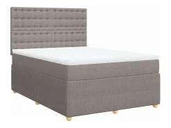 Cama box spring con colchón tela gris taupe 140x200 cm^Clicnbuy Best