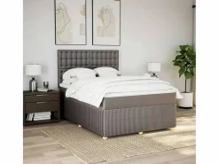Cama box spring con colchón tela gris taupe 140x200 cm^Clicnbuy Best