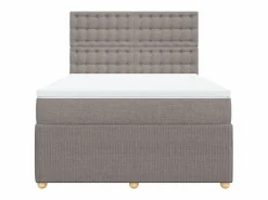 Cama box spring con colchón tela gris taupe 140x200 cm^Clicnbuy Best