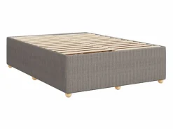 Cama box spring con colchón tela gris taupe 140x200 cm^Clicnbuy Best