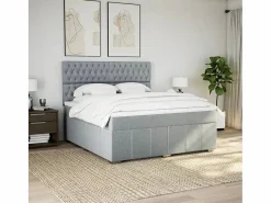 Clicnbuy Cama box spring con colchón tela claro 180x200 cm Gris Hot
