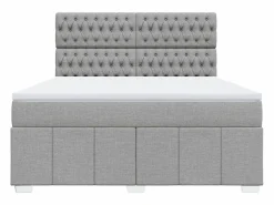Clicnbuy Cama box spring con colchón tela claro 180x200 cm Gris Hot