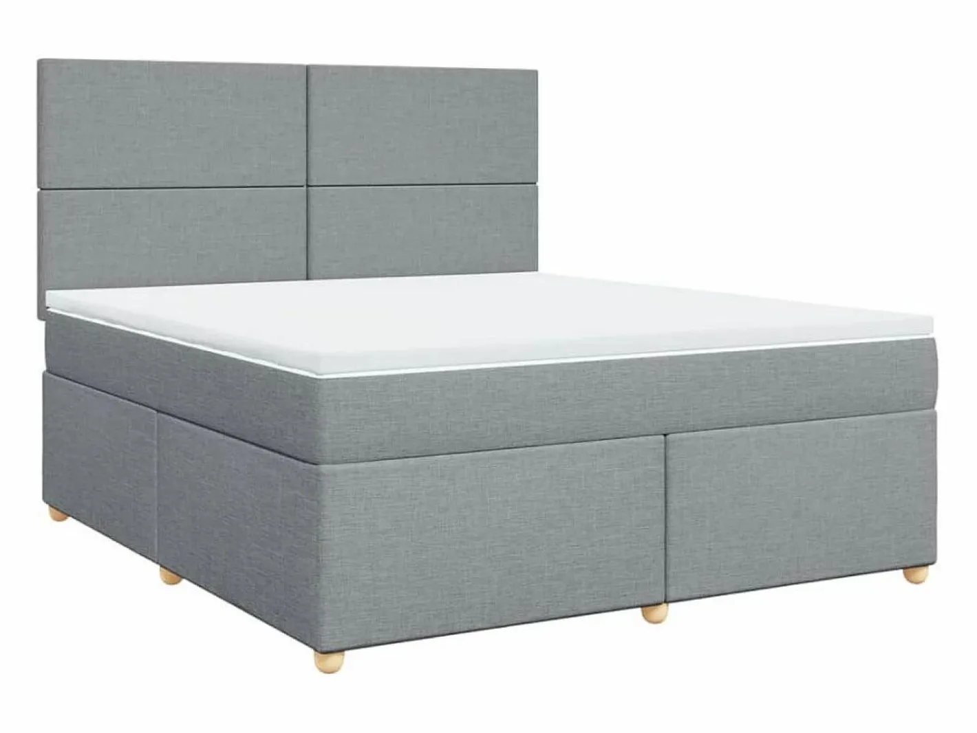 Cama box spring con colchón tela claro 180x200 cm^Clicnbuy New