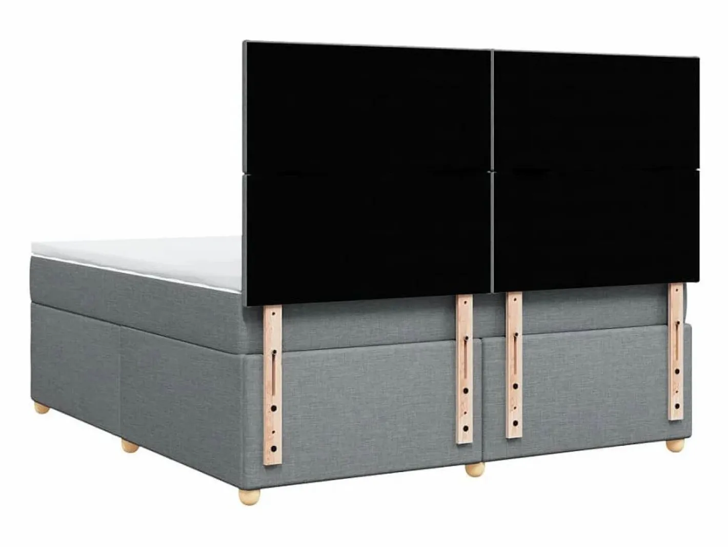 Cama box spring con colchón tela claro 180x200 cm^Clicnbuy New