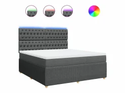 Cama box spring con colchón tela oscuro 180x200 cm^Clicnbuy