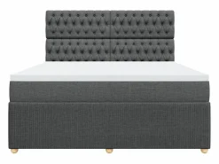 Cama box spring con colchón tela oscuro 180x200 cm^Clicnbuy