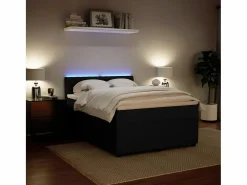 Clicnbuy Cama box spring con colchón terciopelo 140x190 cm Negro Sale