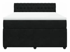 Clicnbuy Cama box spring con colchón terciopelo 140x190 cm Negro Sale