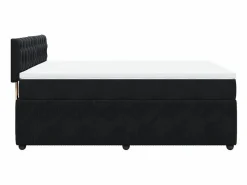 Clicnbuy Cama box spring con colchón terciopelo 140x190 cm Negro Sale
