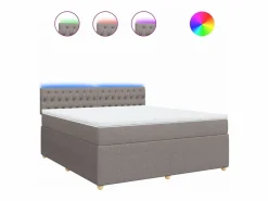 Clicnbuy Somier - 180X200Cm|Cama box spring con colchón tela gris taupe 180x200 cm